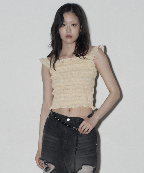 Midnight Move(ミッドナイトムーブ)の「smk top (yellow)(Tシャツ/カットソー・レディース・その他・FREE)」の1枚目の写真