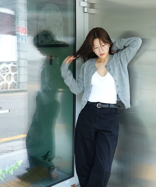 Kijun(キジュン)の「Double Neck Knit Cardigan Melange Grey(カーディガン/ボレロ・レディース・その他・SMALL/MEDIUM)」の7枚目の写真