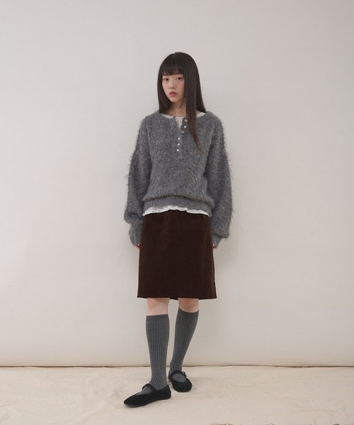 MUHET（ミュエータ）の「henley neck shaggy knit pullover / ヘンリー