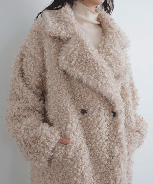 LIAN（リアン）の「プードルファーテーラードコート（ピーコート・レディース・ベージュ/ブラウン/アイボリー/ブラック・FREE）」の13枚目の写真