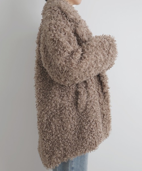 LIAN（リアン）の「プードルファーテーラードコート（ピーコート・レディース・ベージュ/ブラウン/アイボリー/ブラック・FREE）」の18枚目の写真