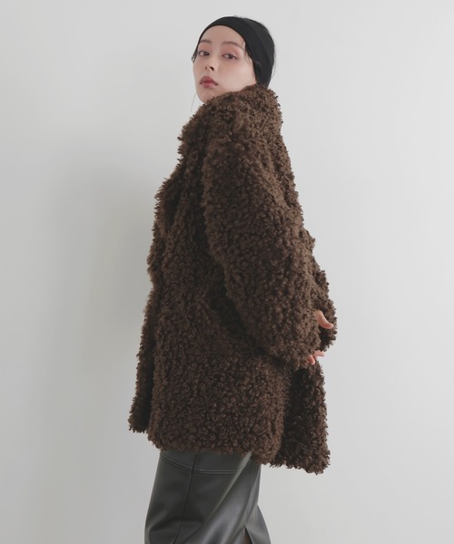 LIAN（リアン）の「プードルファーテーラードコート（ピーコート・レディース・ベージュ/ブラウン/アイボリー/ブラック・FREE）」の21枚目の写真