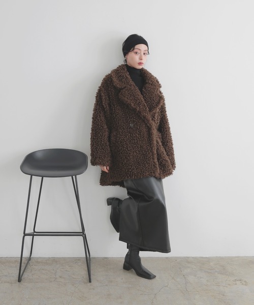 LIAN リアン　プードルファーブルゾン　ブルゾン　ブラウン ファーコート LIAN（リアン） ブルゾン アウター プードルファーブルゾン レディース