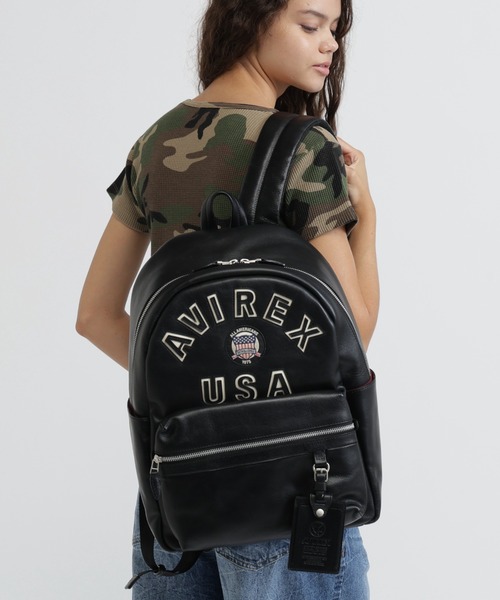 新品タグ付 AVIREX VARSITY オールレザー リュック デイパック VARSITY LEATHER DAYPACK/ バーシティレザーデイパック（バックパック