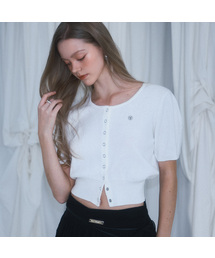Eyelet Half Sleeve Cardigan [Ivory]