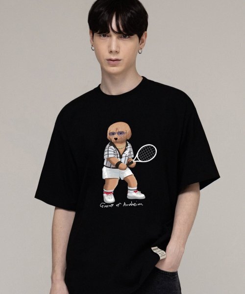 GRAVER（グレーバー）の「[ユニセックス]テニスドッグストリーバー半袖Tシャツ_ブラック（Tシャツ/カットソー・レディース・ブラック・MEDIUM/LARGE/X-LARGE/SMALL）」の2枚目の写真