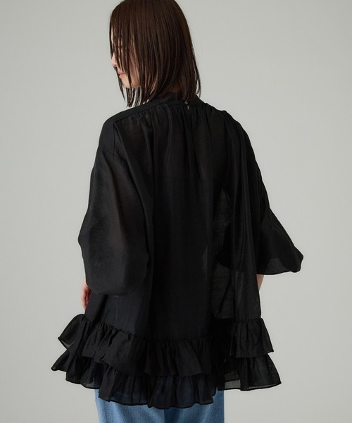 BABYLONE（バビロン）の「シアーフリルブラウス（シャツ/ブラウス・レディース・ホワイト/ブルー/ブラック・フリー）」の12枚目の写真