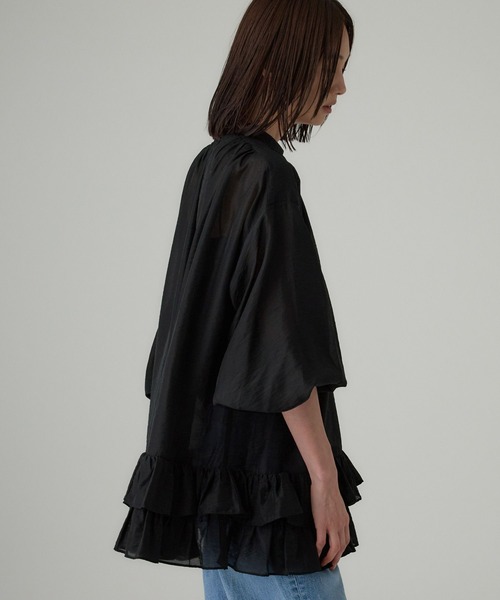 BABYLONE（バビロン）の「シアーフリルブラウス（シャツ/ブラウス・レディース・ホワイト/ブルー/ブラック・フリー）」の13枚目の写真