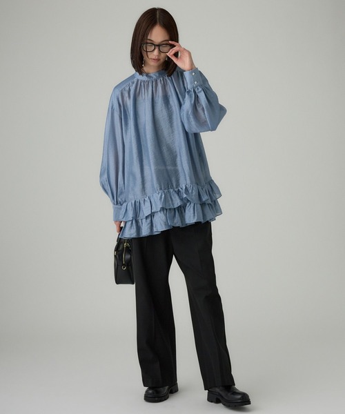 BABYLONE（バビロン）の「シアーフリルブラウス（シャツ/ブラウス・レディース・ホワイト/ブルー/ブラック・フリー）」の21枚目の写真