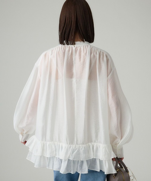 BABYLONE（バビロン）の「シアーフリルブラウス（シャツ/ブラウス・レディース・ホワイト/ブルー/ブラック・フリー）」の7枚目の写真