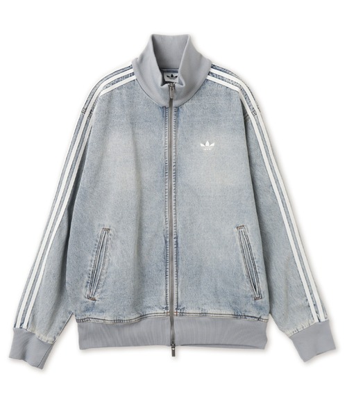adidas(アディダス)の「adidas DENIM FIREBIRD TRACK TOP ATMOS / アディダス デニム ファイヤー バード トラックトップ アトモス【SP】(デニムジャケット・メンズ・ライトインディゴブルー・XXL/XL/L/M/S/XS/3XL)」の1枚目の写真