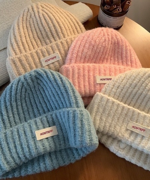 DEVICE（デバイス）の「ロゴ ボリューム ビーニー ニット帽（ニットキャップ/ビーニー・レディース・ブラック/ブルー・FREE）」の3枚目の写真