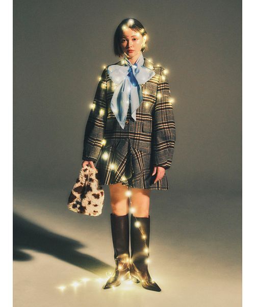 FURFUR(ファーファー)の「ツイードフレアドレスコート(チェスターコート・レディース・チェック/チャコールグレー/ライトグレー・F)」の5枚目の写真