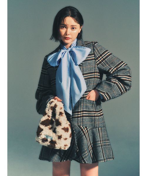 FURFUR(ファーファー)の「ツイードフレアドレスコート(チェスターコート・レディース・チェック/チャコールグレー/ライトグレー・F)」の6枚目の写真