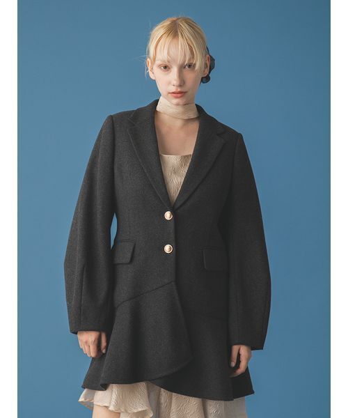 FURFUR(ファーファー)の「ツイードフレアドレスコート(チェスターコート・レディース・チェック/チャコールグレー/ライトグレー・F)」の7枚目の写真