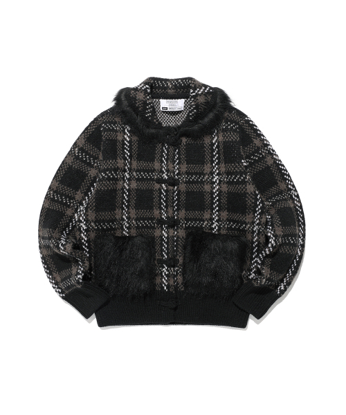 NICE GHOST CLUB（ナイスゴーストクラブ）の「FFATS CHECK FUR CARDIGAN_BLACK(NG2FFUK684A)（カーディガン/ボレロ・レディース・ブラック・MEDIUM/SMALL）」の2枚目の写真
