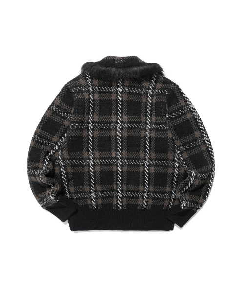 NICE GHOST CLUB（ナイスゴーストクラブ）の「FFATS CHECK FUR CARDIGAN_BLACK(NG2FFUK684A)（カーディガン/ボレロ・レディース・ブラック・MEDIUM/SMALL）」の3枚目の写真