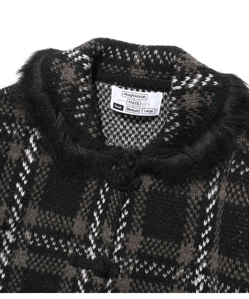 NICE GHOST CLUB（ナイスゴーストクラブ）の「FFATS CHECK FUR CARDIGAN_BLACK(NG2FFUK684A)（カーディガン/ボレロ・レディース・ブラック・MEDIUM/SMALL）」の4枚目の写真