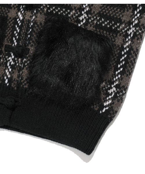 NICE GHOST CLUB（ナイスゴーストクラブ）の「FFATS CHECK FUR CARDIGAN_BLACK(NG2FFUK684A)（カーディガン/ボレロ・レディース・ブラック・MEDIUM/SMALL）」の6枚目の写真