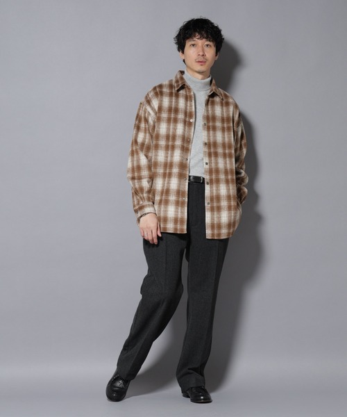 NANO universe（ナノユニバース）の「シャギーオンブレーチェックジャケット（ブルゾン・メンズ・ブラウン/ブラック・L/M）」の7枚目の写真