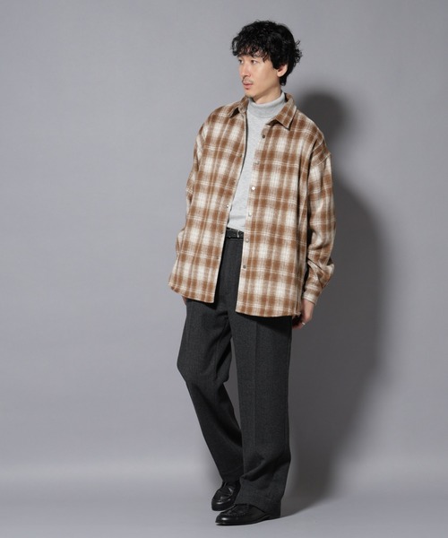 NANO universe（ナノユニバース）の「シャギーオンブレーチェックジャケット（ブルゾン・メンズ・ブラウン/ブラック・L/M）」の8枚目の写真