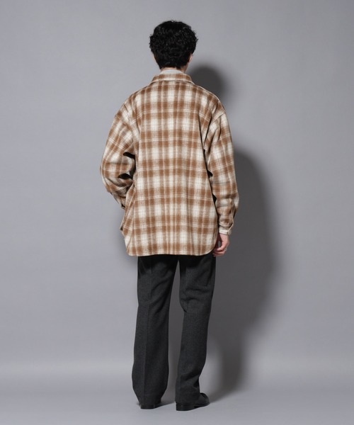 NANO universe（ナノユニバース）の「シャギーオンブレーチェックジャケット（ブルゾン・メンズ・ブラウン/ブラック・L/M）」の10枚目の写真