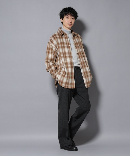 NANO universe（ナノユニバース）の「シャギーオンブレーチェックジャケット（ブルゾン・メンズ・ブラウン/ブラック・L/M）」の9枚目の写真