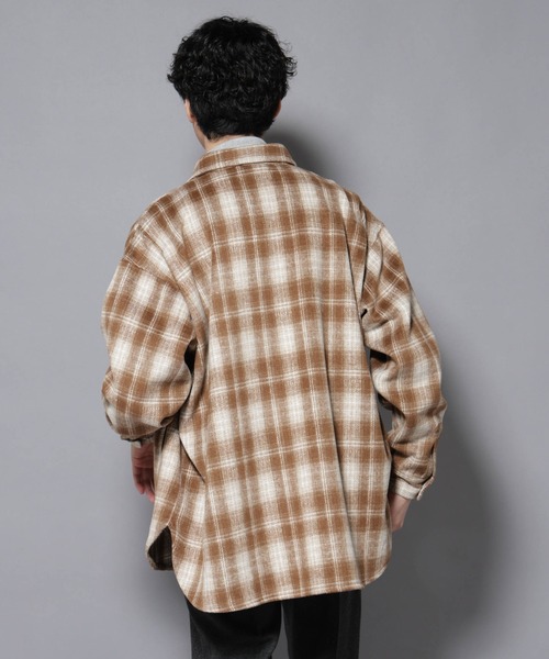 NANO universe（ナノユニバース）の「シャギーオンブレーチェックジャケット（ブルゾン・メンズ・ブラウン/ブラック・L/M）」の6枚目の写真