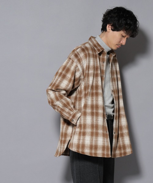 NANO universe（ナノユニバース）の「シャギーオンブレーチェックジャケット（ブルゾン・メンズ・ブラウン/ブラック・L/M）」の5枚目の写真