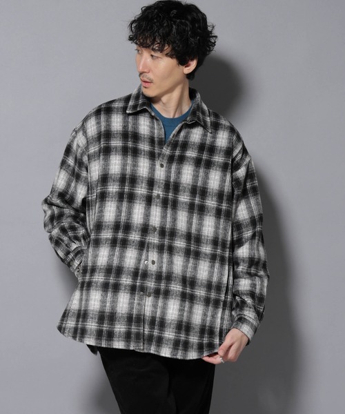 NANO universe（ナノユニバース）の「シャギーオンブレーチェックジャケット（ブルゾン・メンズ・ブラウン/ブラック・L/M）」の11枚目の写真