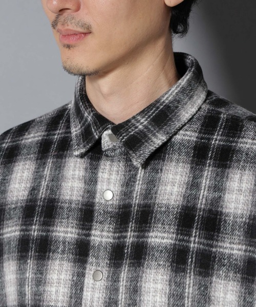 NANO universe（ナノユニバース）の「シャギーオンブレーチェックジャケット（ブルゾン・メンズ・ブラウン/ブラック・L/M）」の20枚目の写真