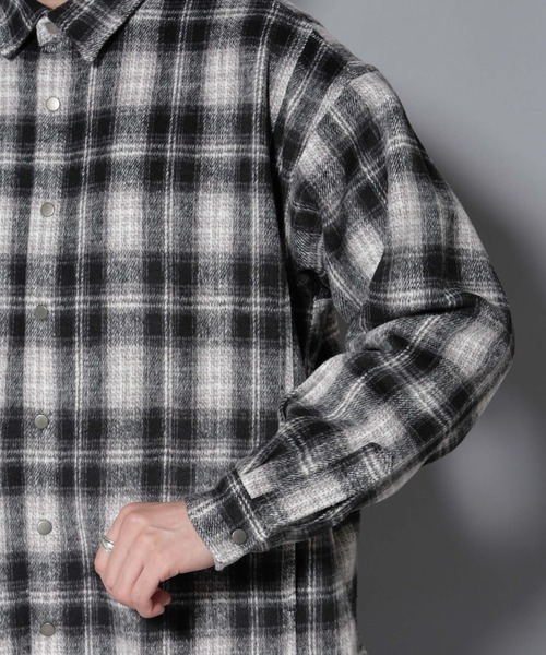 NANO universe（ナノユニバース）の「シャギーオンブレーチェックジャケット（ブルゾン・メンズ・ブラウン/ブラック・L/M）」の21枚目の写真