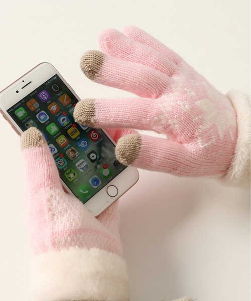 M2SUQARED(エムツースクエア)の「【M2SUQARED/エムツースクエア】ノルディック柄ニット手袋(スマートフォン対応)(手袋・レディース・ホワイト/ピンク/ブラック/グレー・FREE)」の15枚目の写真