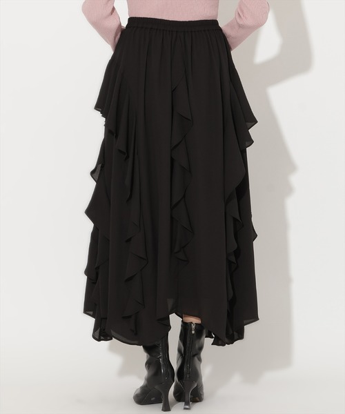 AND COUTURE(アンドクチュール)の「ラッフル切替フレアスカート(スカート・レディース・ブラック/ライトグレー/オフホワイト・FREE)」の16枚目の写真