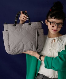 BONLECILL Marche（ボンルシールマルシェ）の「【BONLECILL Marche】《大容量／A4》2wayナイロンキルティングトートバッグ/ショルダーバッグ（トートバッグ）」