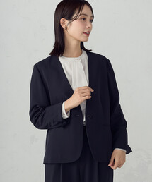 COMME CA ISM | 【宮城舞さん着用】【セットアップ対応】ポリエステルツイル ノーカラージャケット(ノーカラージャケット)