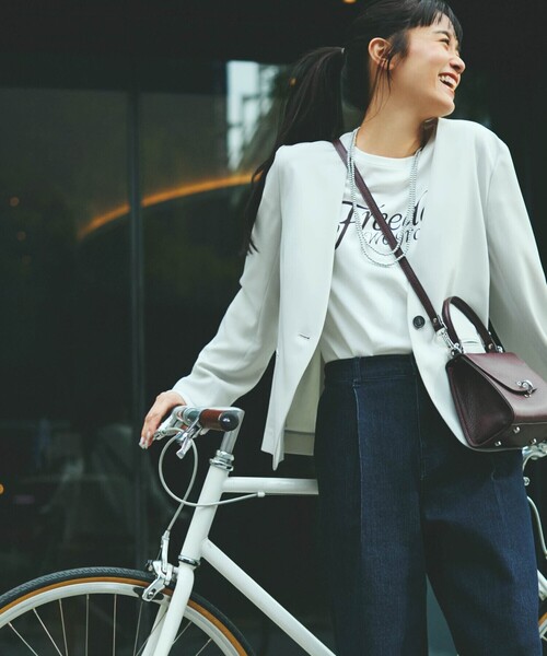 COMME CA ISM(コムサイズム)の「【宮城舞さん着用】【セットアップ対応】ポリエステルツイル ノーカラージャケット(ノーカラージャケット・レディース・グレー/ネイビー・X-SMALL/SMALL/MEDIUM/LARGE/X-LARGE)」の7枚目の写真