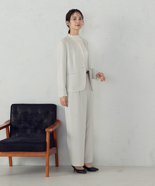 COMME CA ISM(コムサイズム)の「【宮城舞さん着用】【セットアップ対応】ポリエステルツイル ノーカラージャケット(ノーカラージャケット・レディース・グレー/ネイビー・X-SMALL/SMALL/MEDIUM/LARGE/X-LARGE)」の9枚目の写真