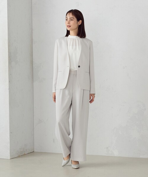 COMME CA ISM(コムサイズム)の「【宮城舞さん着用】【セットアップ対応】ポリエステルツイル ノーカラージャケット(ノーカラージャケット・レディース・グレー/ネイビー・X-SMALL/SMALL/MEDIUM/LARGE/X-LARGE)」の11枚目の写真