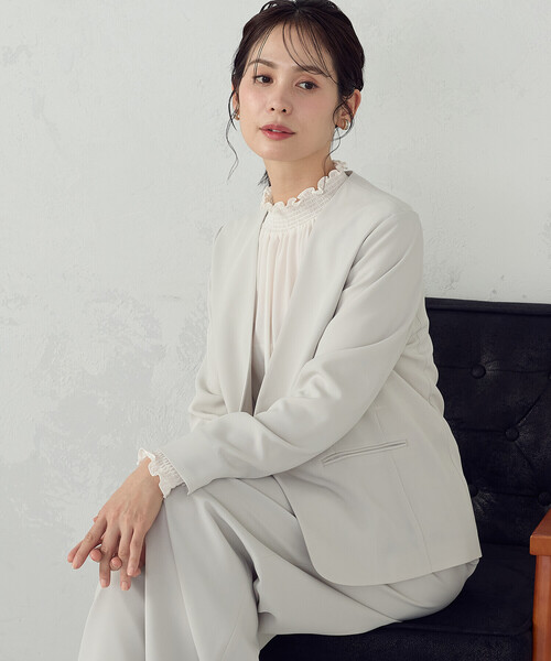 COMME CA ISM(コムサイズム)の「【宮城舞さん着用】【セットアップ対応】ポリエステルツイル ノーカラージャケット(ノーカラージャケット・レディース・グレー/ネイビー・X-SMALL/SMALL/MEDIUM/LARGE/X-LARGE)」の14枚目の写真