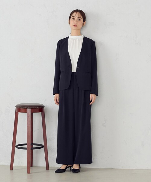 COMME CA ISM(コムサイズム)の「【宮城舞さん着用】【セットアップ対応】ポリエステルツイル ノーカラージャケット(ノーカラージャケット・レディース・グレー/ネイビー・X-SMALL/SMALL/MEDIUM/LARGE/X-LARGE)」の17枚目の写真