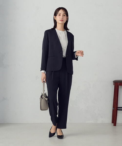 COMME CA ISM(コムサイズム)の「【宮城舞さん着用】【セットアップ対応】ポリエステルツイル ノーカラージャケット(ノーカラージャケット・レディース・グレー/ネイビー・X-SMALL/SMALL/MEDIUM/LARGE/X-LARGE)」の19枚目の写真