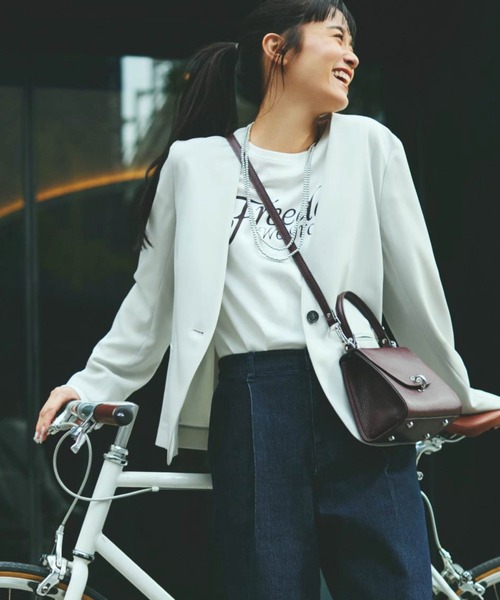 COMME CA ISM(コムサイズム)の「【宮城舞さん着用】【セットアップ対応】ポリエステルツイル ノーカラージャケット(ノーカラージャケット・レディース・グレー/ネイビー・X-SMALL/SMALL/MEDIUM/LARGE/X-LARGE)」の4枚目の写真