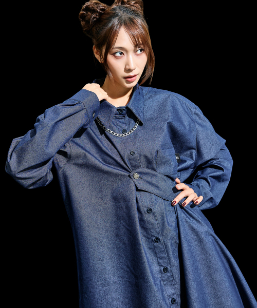 RECULER(ルキュレ)の「Draping Basic long Shirts Like denim Deep Blue(シャツ/ブラウス・メンズ・その他・FREE)」の3枚目の写真