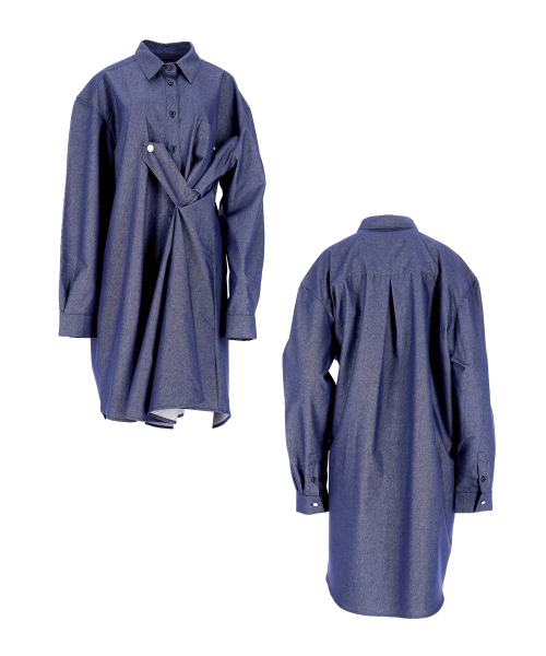 RECULER(ルキュレ)の「Draping Basic long Shirts Like denim Deep Blue(シャツ/ブラウス・メンズ・その他・FREE)」の4枚目の写真