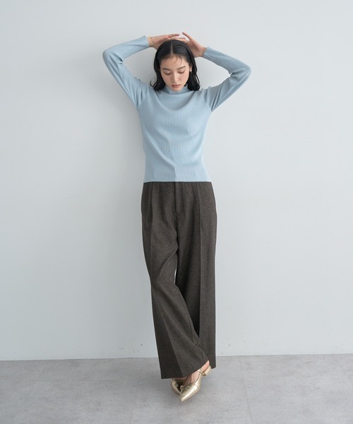 YECCA VECCA(イェッカヴェッカ)の「ラメ混ハイネックリブニット(ニット/セーター・レディース・ベージュ/ブラック/サックスブルー/グレー・FREE)」の12枚目の写真