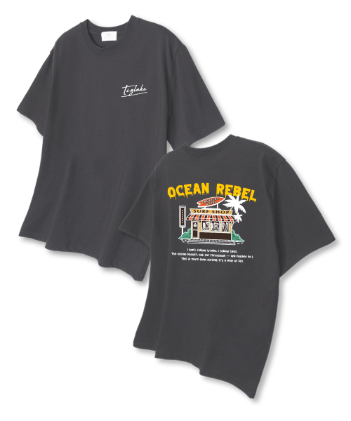 TI.GLAKE(ティーグレイク)の「サーフショップ オーバーサイズ 半袖Tシャツ ダークグレー(Tシャツ/カットソー・レディース・その他・LARGE/X-LARGE/XX-LARGE)」の1枚目の写真