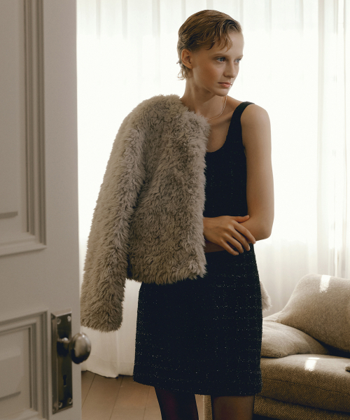 OCTETTE(オテット)の「GLAM PEARL TWEED MINI OPS_BLACK(ワンピース・レディース・ブラック・SMALL/MEDIUM)」の2枚目の写真