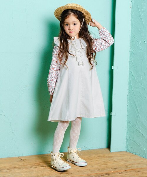 Boribon(ボリボン)の「リボンモチーフココデニムジャンスカ(ワンピース・キッズ・ネイビー/アイボリー・120/110/100/90/80/70)」の3枚目の写真