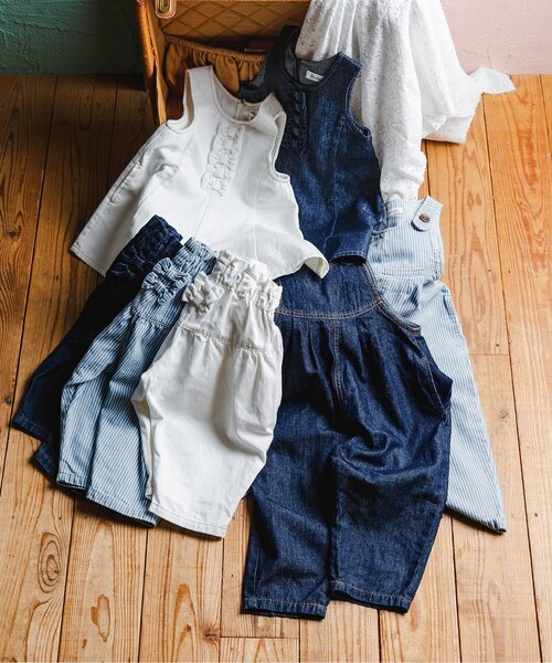 Boribon(ボリボン)の「リボンモチーフココデニムジャンスカ(ワンピース・キッズ・ネイビー/アイボリー・120/110/100/90/80/70)」の5枚目の写真